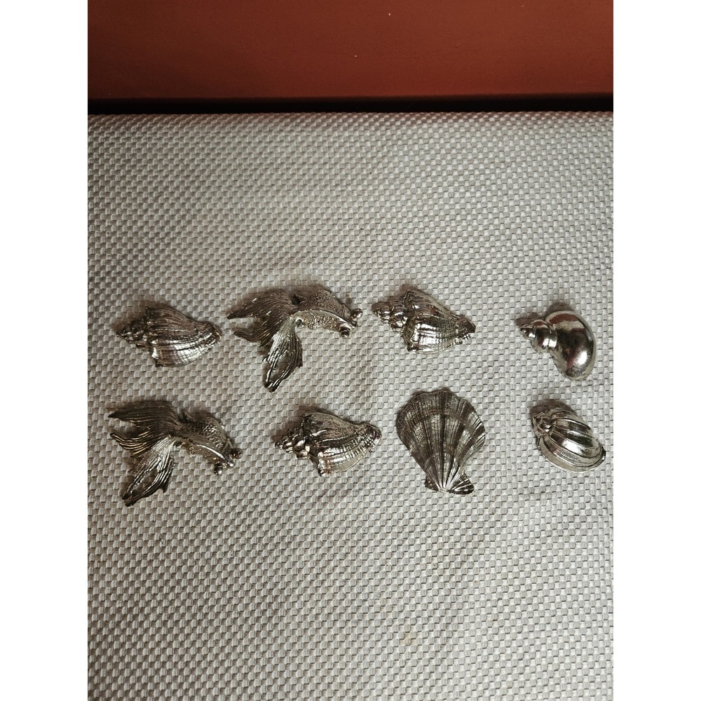 Vintage Arthur Court Genuine Pewter Coastal Sea Life Napkin Weights- Set of 8